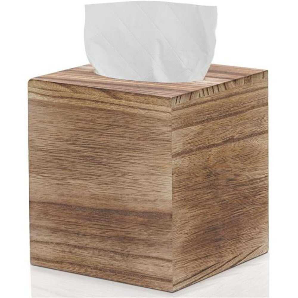 Wood tissue box cover square wooden tissue holder bathroom bedroom office decor